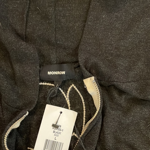 Monrow Black Skull Zip-Up L/S Hoodie Large NWT - Picture 10 of 11